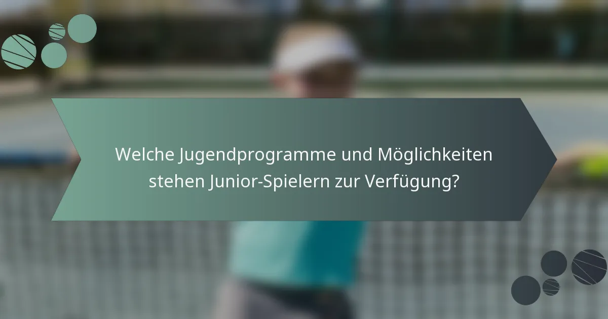 Welche Jugendprogramme und Möglichkeiten stehen Junior-Spielern zur Verfügung?