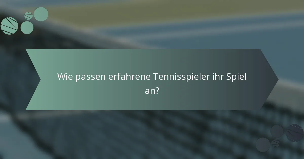 Wie passen erfahrene Tennisspieler ihr Spiel an?