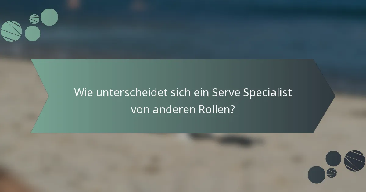 Wie unterscheidet sich ein Serve Specialist von anderen Rollen?